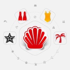 Set of summer tourism icons N306