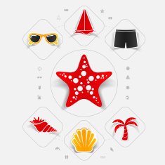 Set of summer tourism icons N310