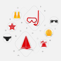 Set of summer tourism icons N322