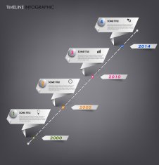 Time line info graphic white folded paper template