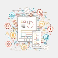 Line UI Infographic Elements - Smartphone & Tablet free image download