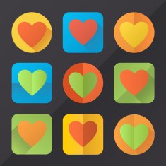 Colorful heart icons (flat design)