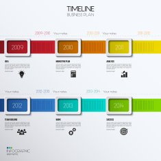 Vector infographic timeline showing business plan with icons N2