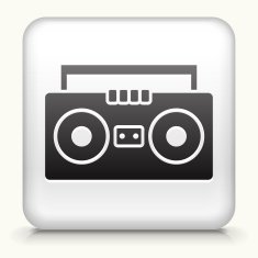 Square Button with Boombox