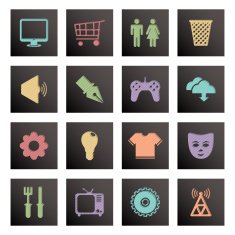 black square media icons N5