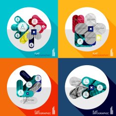 Geometric infographic set in trendy flat style N18