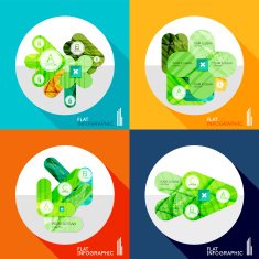 Geometric infographic set in trendy flat style N43