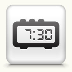 Square Button with Morning Alarm Clock interface icon