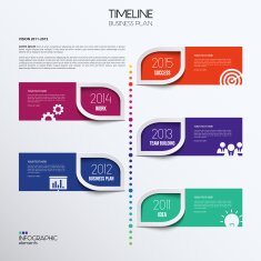 Vector infographic timeline showing business plan with icons N3