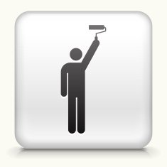 Square Button with Person and Paint Roller