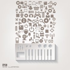 Music instruments icon Flat abstract background with web icons Interface N2