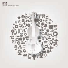 Music instruments icon Flat abstract background with web icons Interface N3