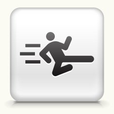 Square Button with Athlete Flying Kick