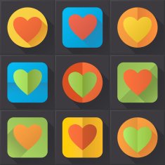 Colorful heart icons (flat design) N2