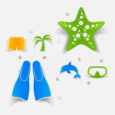 Set of summer tourism icons N350