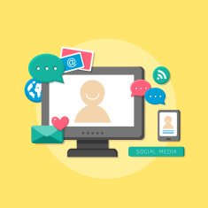 flat design concept of social media