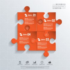 Abstract 3D puzzle infographic N23