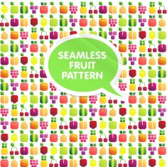 Seamless pattern of fruits and berries with leaves Shiny style
