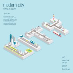 Isometric modern city vector illustration