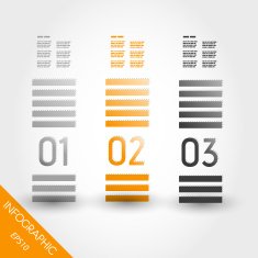 three orange striped infographic columns