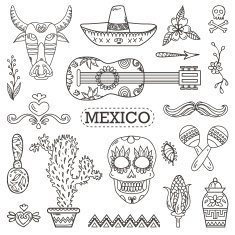 Set of Mexican traditional and cultural elements N2