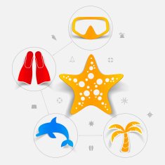 Set of summer tourism icons N396