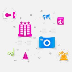 Set of summer tourism icons N404
