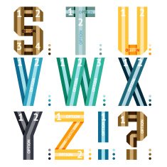 Alphabet letters of ribbons and lines N2