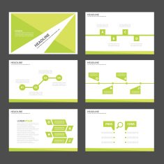 LIght Green Infographic elements presentation template flat design set