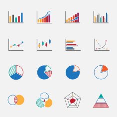diagram and graphs color icons set