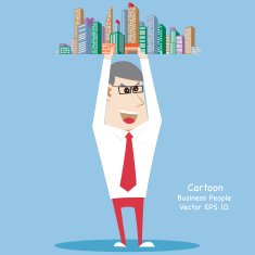 Concept with Business cartoon people work Cityscape