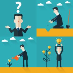 Businessman get idea Business development start-up and strategy vector concept