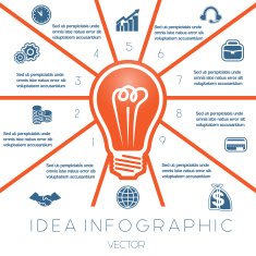 Light bulb infographics template on ten positions