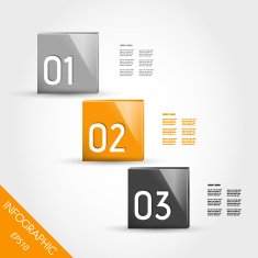 three orange striped infographic squares with numbers