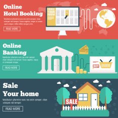 social business travel online banking parking and sale house banners