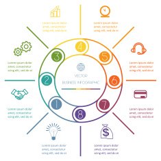 Multi-coloured ring Infographic eight positions