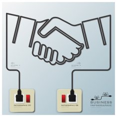 Hand Shake Electric Line Business Infographic N2