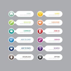 Modern banner button with social icon design options Vector N3