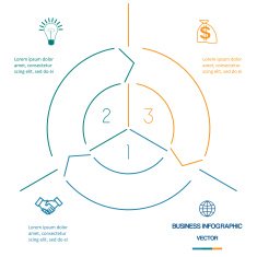 Infographic circle colourful lines three positions