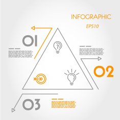linear infographic triangle with arrows