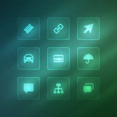 Business vector icons set light effect N2