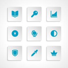Modern vector icons set bend paper effect N3