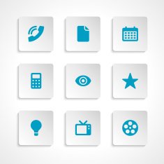 Modern vector icons set bend paper effect N5