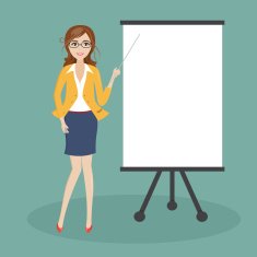 business woman character at office work with board N2