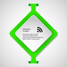 Infographic template with green rhombus shape