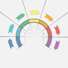 Infographic template seven positions arrows and semicircle