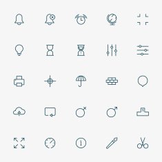web minimal line icons on white background