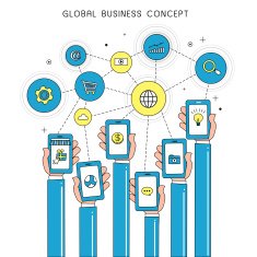 global business concept with devices