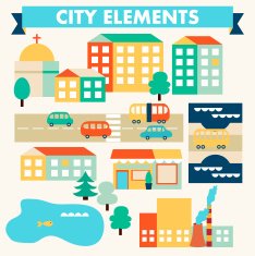 Flat vector city elements