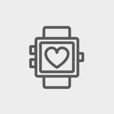Wristwatch with heart display thin line icon N3